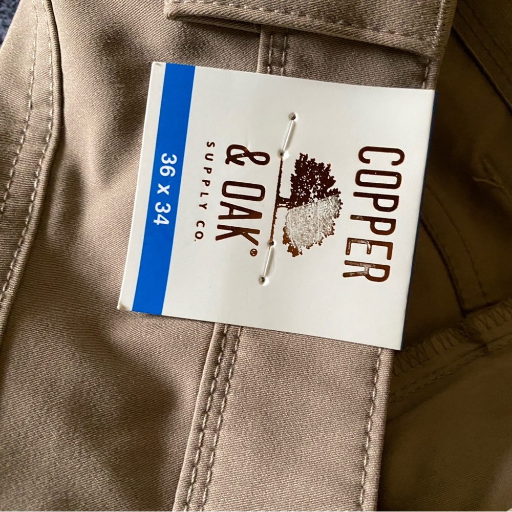 Copper & Oak Classic Straight-Leg Khaki Pants - Tan 38 X 34 - Picture 4 of 6